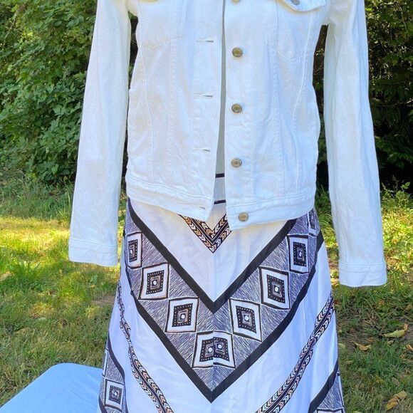 White House Black Market Aztec Silk Skirt WHBM Sz6 - Picture 12 of 13
